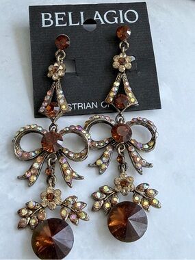 Bellagio - Vintage Austrian Crystal Bow Drop Earrings